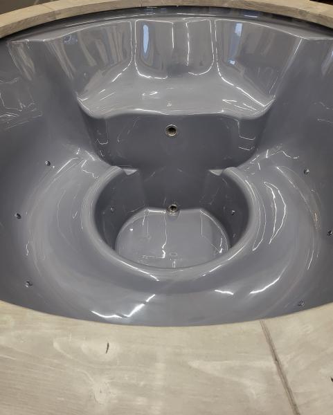 Hot Tub 200cm Fiberglass mit Holzofen und Luxusausstattung, Thermo Deckel,LED-beleuchtung, Inkl Holzofen